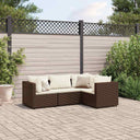 vidaXL 4-delige Loungeset met kussens poly rattan zwart