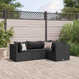 vidaXL 4-delige Loungeset met kussens poly rattan zwart