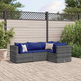 vidaXL 4-delige Loungeset met kussens poly rattan zwart