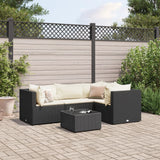 vidaXL 4-delige Loungeset met kussens poly rattan zwart