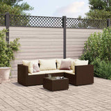 vidaXL 4-delige Loungeset met kussens poly rattan zwart