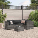vidaXL 4-delige Loungeset met kussens poly rattan zwart