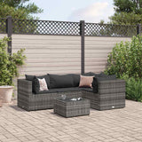 vidaXL 4-delige Loungeset met kussens poly rattan zwart