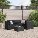 vidaXL 4-delige Loungeset met kussens poly rattan zwart