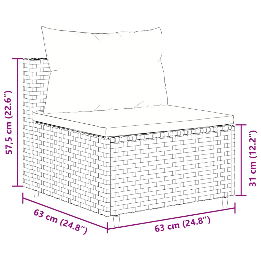 vidaXL 4-delige Loungeset met kussens poly rattan zwart