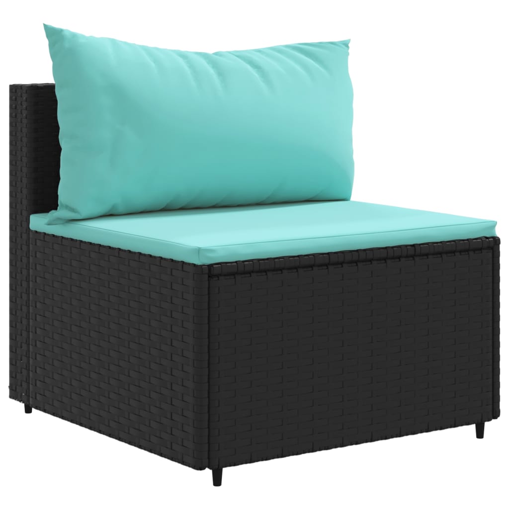 vidaXL 4-delige Loungeset met kussens poly rattan zwart