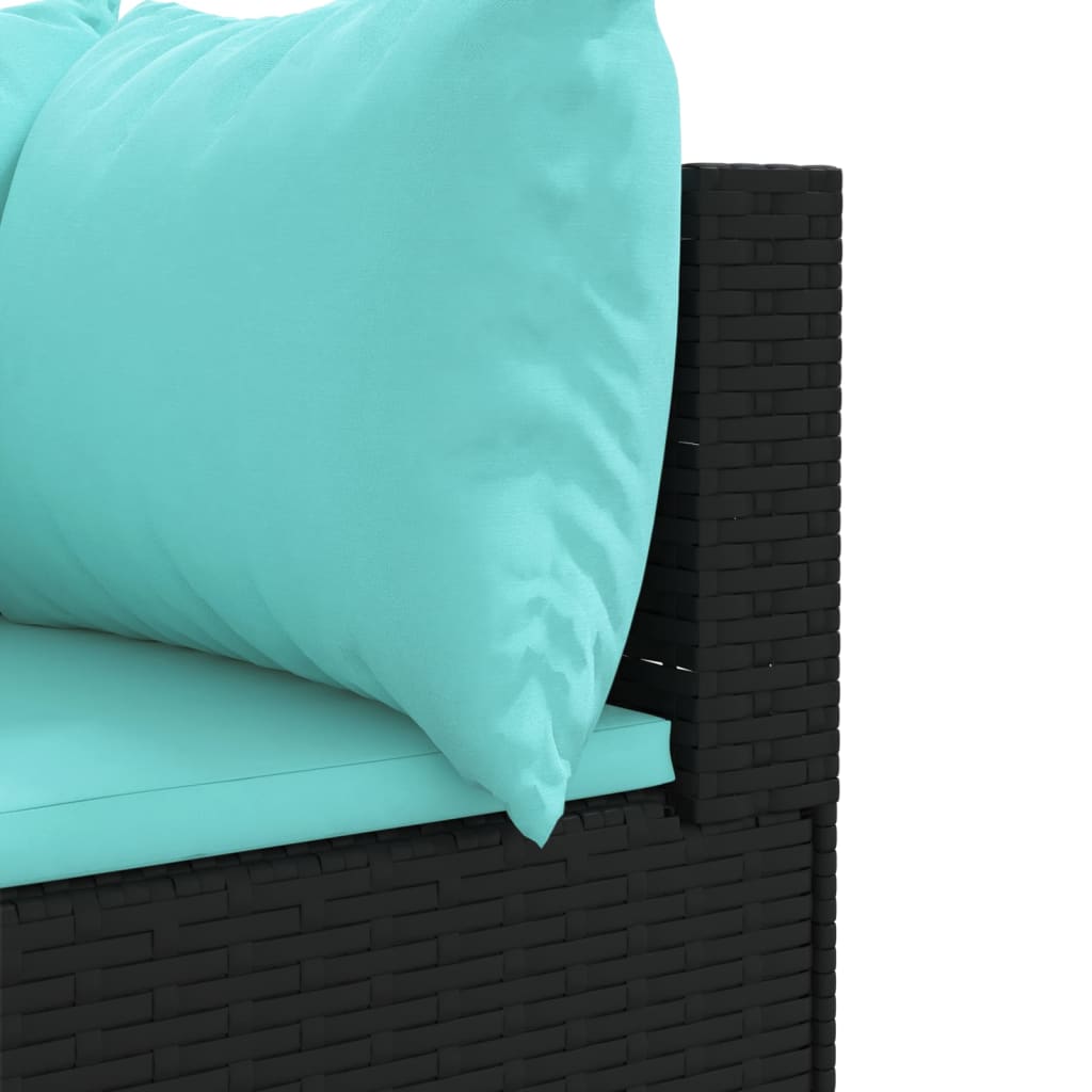 vidaXL 4-delige Loungeset met kussens poly rattan zwart