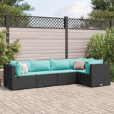 vidaXL 4-delige Loungeset met kussens poly rattan zwart