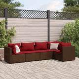 vidaXL 4-delige Loungeset met kussens poly rattan zwart