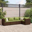 vidaXL 4-delige Loungeset met kussens poly rattan zwart