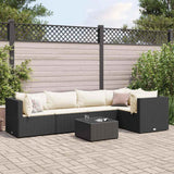 vidaXL 4-delige Loungeset met kussens poly rattan zwart