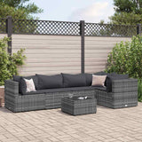 vidaXL 4-delige Loungeset met kussens poly rattan zwart