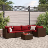 vidaXL 4-delige Loungeset met kussens poly rattan zwart