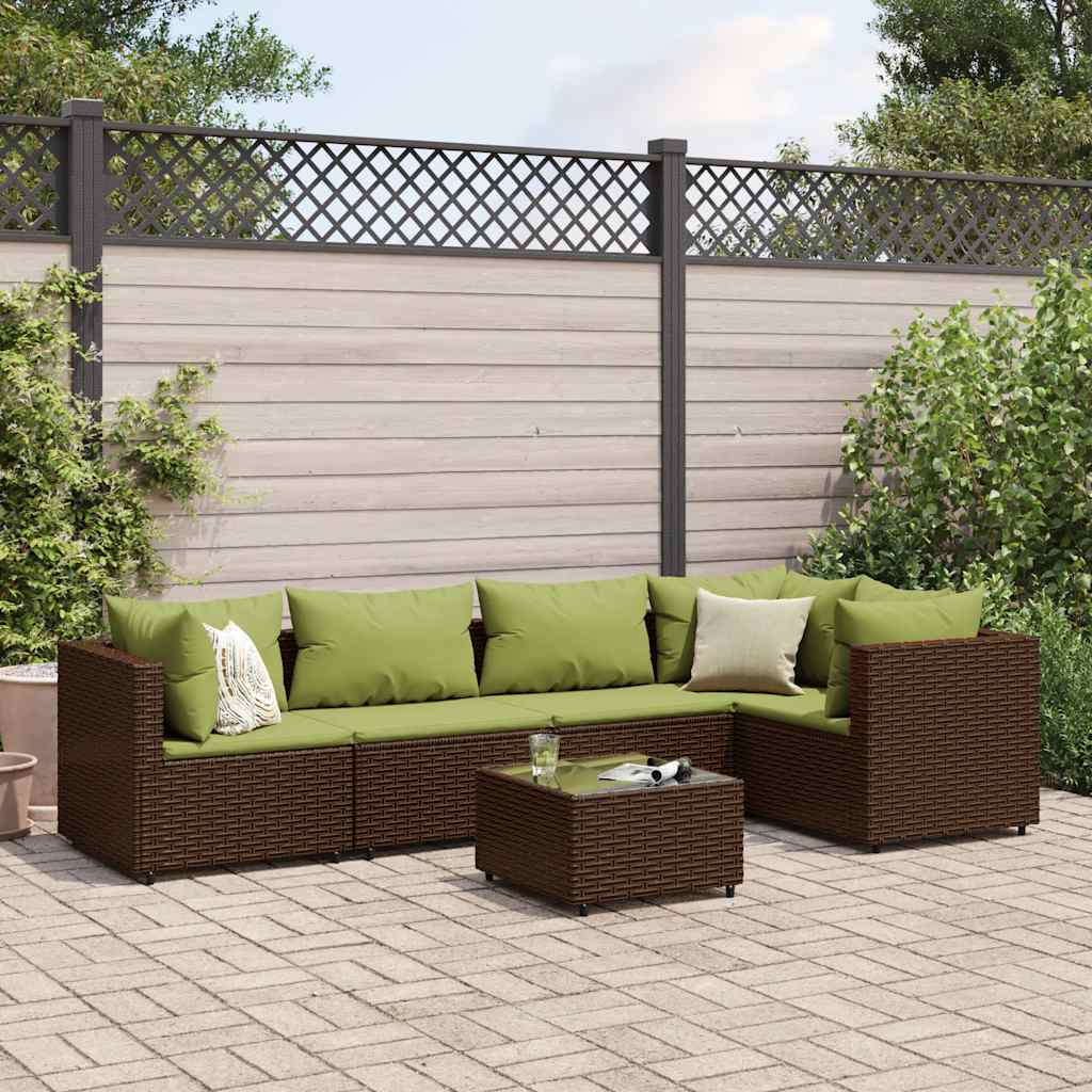vidaXL 4-delige Loungeset met kussens poly rattan zwart