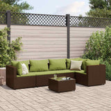 vidaXL 4-delige Loungeset met kussens poly rattan zwart