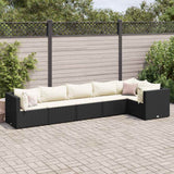 vidaXL 4-delige Loungeset met kussens poly rattan zwart