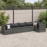 vidaXL 4-delige Loungeset met kussens poly rattan zwart