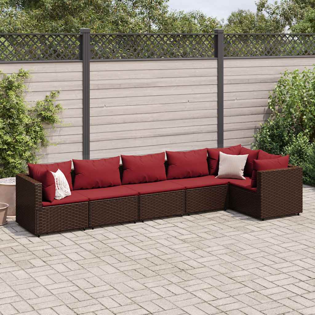 vidaXL 4-delige Loungeset met kussens poly rattan zwart