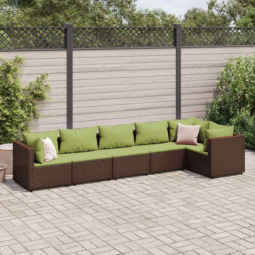 vidaXL 4-delige Loungeset met kussens poly rattan zwart