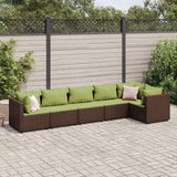 vidaXL 4-delige Loungeset met kussens poly rattan zwart