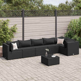 vidaXL 4-delige Loungeset met kussens poly rattan zwart