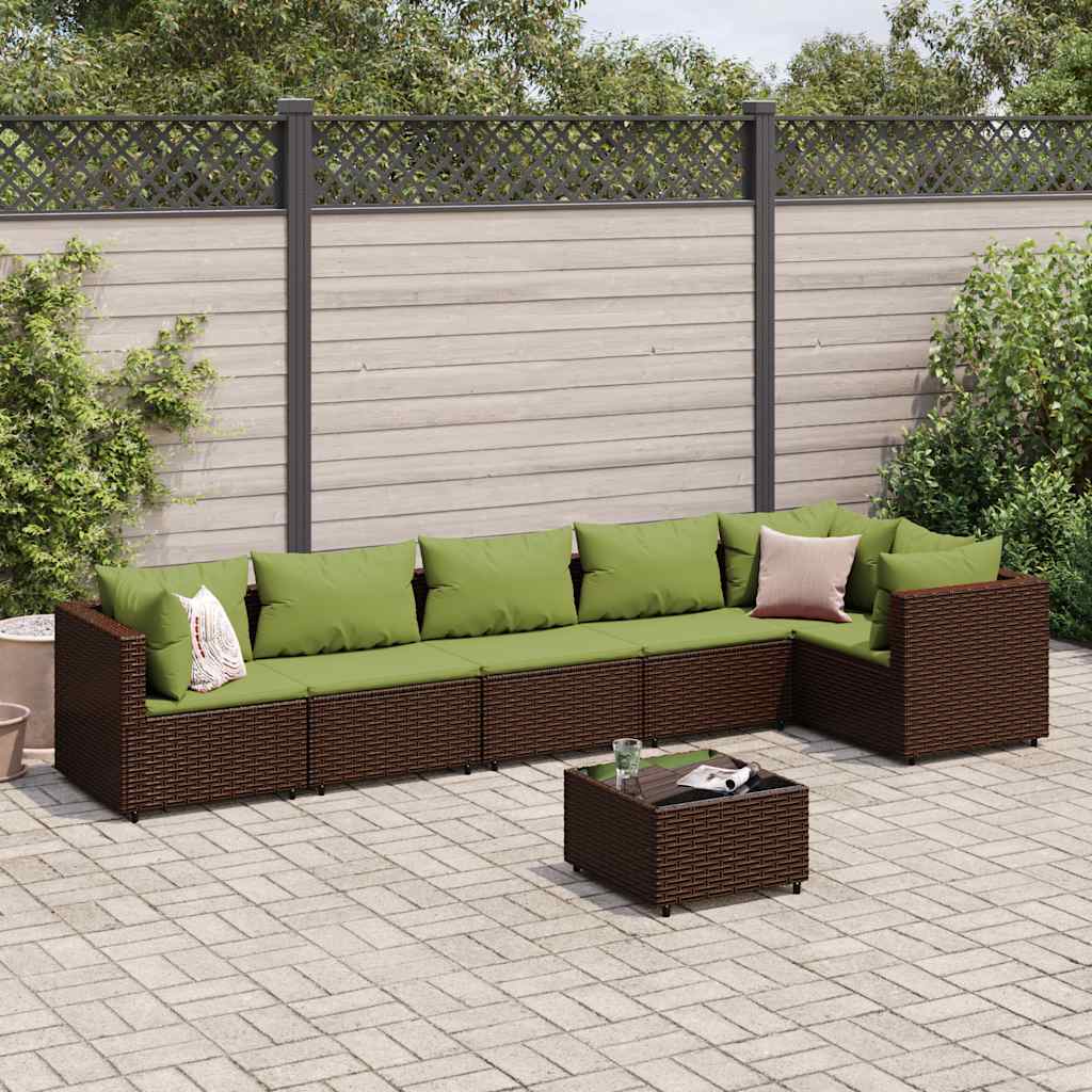 vidaXL 4-delige Loungeset met kussens poly rattan zwart