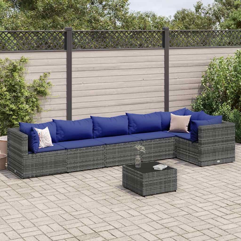 vidaXL 4-delige Loungeset met kussens poly rattan zwart