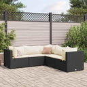 vidaXL 5-delige Loungeset met kussens poly rattan zwart