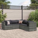 vidaXL 5-delige Loungeset met kussens poly rattan zwart