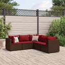vidaXL 5-delige Loungeset met kussens poly rattan zwart