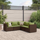 vidaXL 5-delige Loungeset met kussens poly rattan zwart