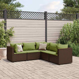 vidaXL 5-delige Loungeset met kussens poly rattan zwart