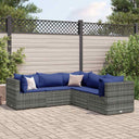 vidaXL 5-delige Loungeset met kussens poly rattan zwart