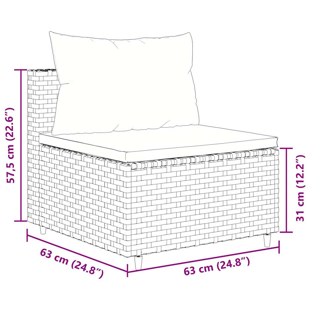 vidaXL 5-delige Loungeset met kussens poly rattan zwart