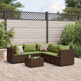 vidaXL 5-delige Loungeset met kussens poly rattan zwart