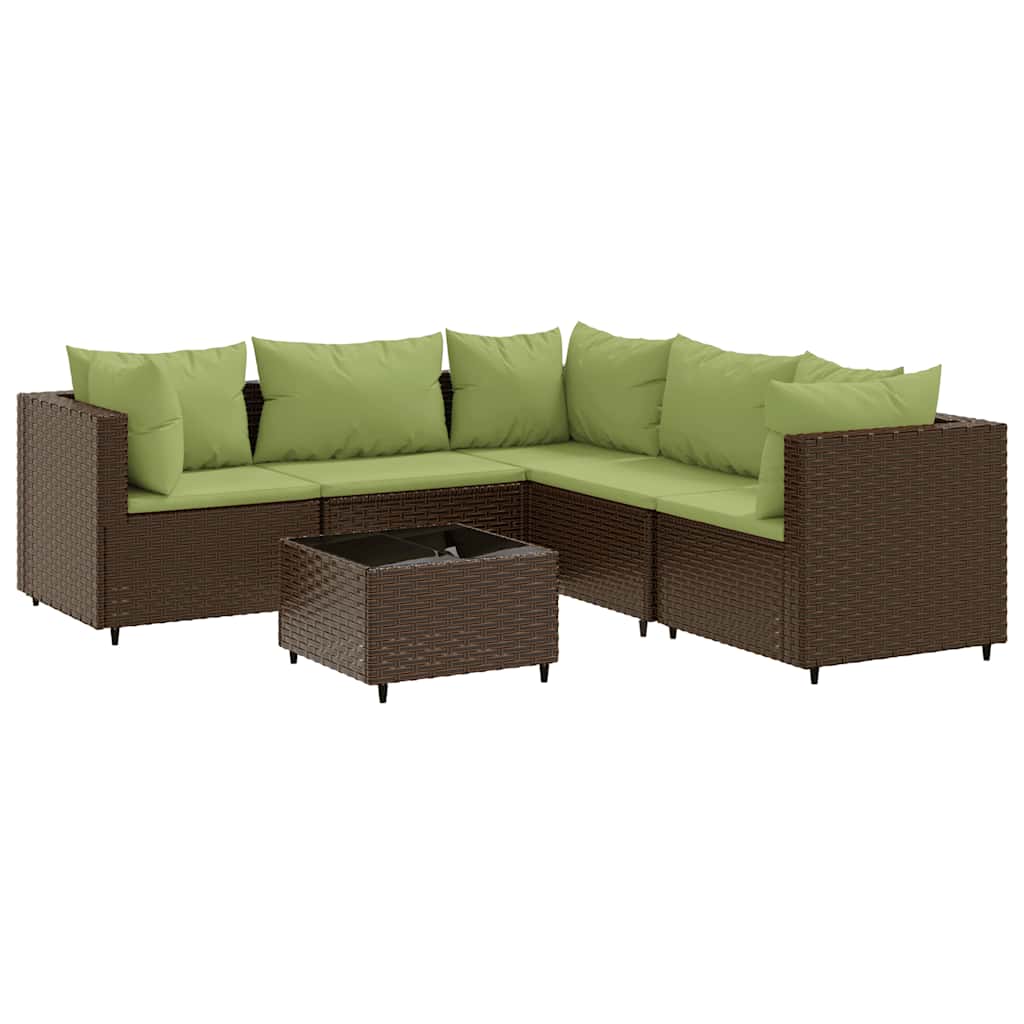 vidaXL 5-delige Loungeset met kussens poly rattan zwart