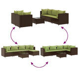 vidaXL 5-delige Loungeset met kussens poly rattan zwart