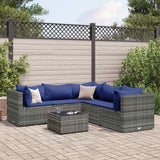 vidaXL 5-delige Loungeset met kussens poly rattan zwart