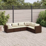 vidaXL 5-delige Loungeset met kussens poly rattan zwart