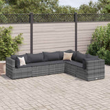 vidaXL 5-delige Loungeset met kussens poly rattan zwart