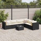 vidaXL 5-delige Loungeset met kussens poly rattan zwart