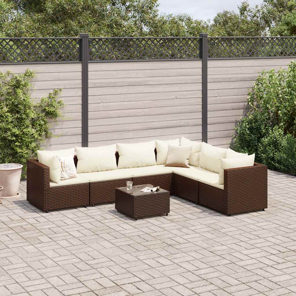 vidaXL 5-delige Loungeset met kussens poly rattan zwart