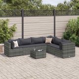 vidaXL 5-delige Loungeset met kussens poly rattan zwart