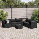vidaXL 5-delige Loungeset met kussens poly rattan zwart