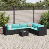 vidaXL 5-delige Loungeset met kussens poly rattan zwart