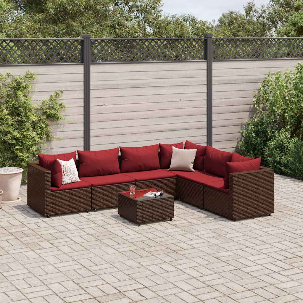 vidaXL 5-delige Loungeset met kussens poly rattan zwart