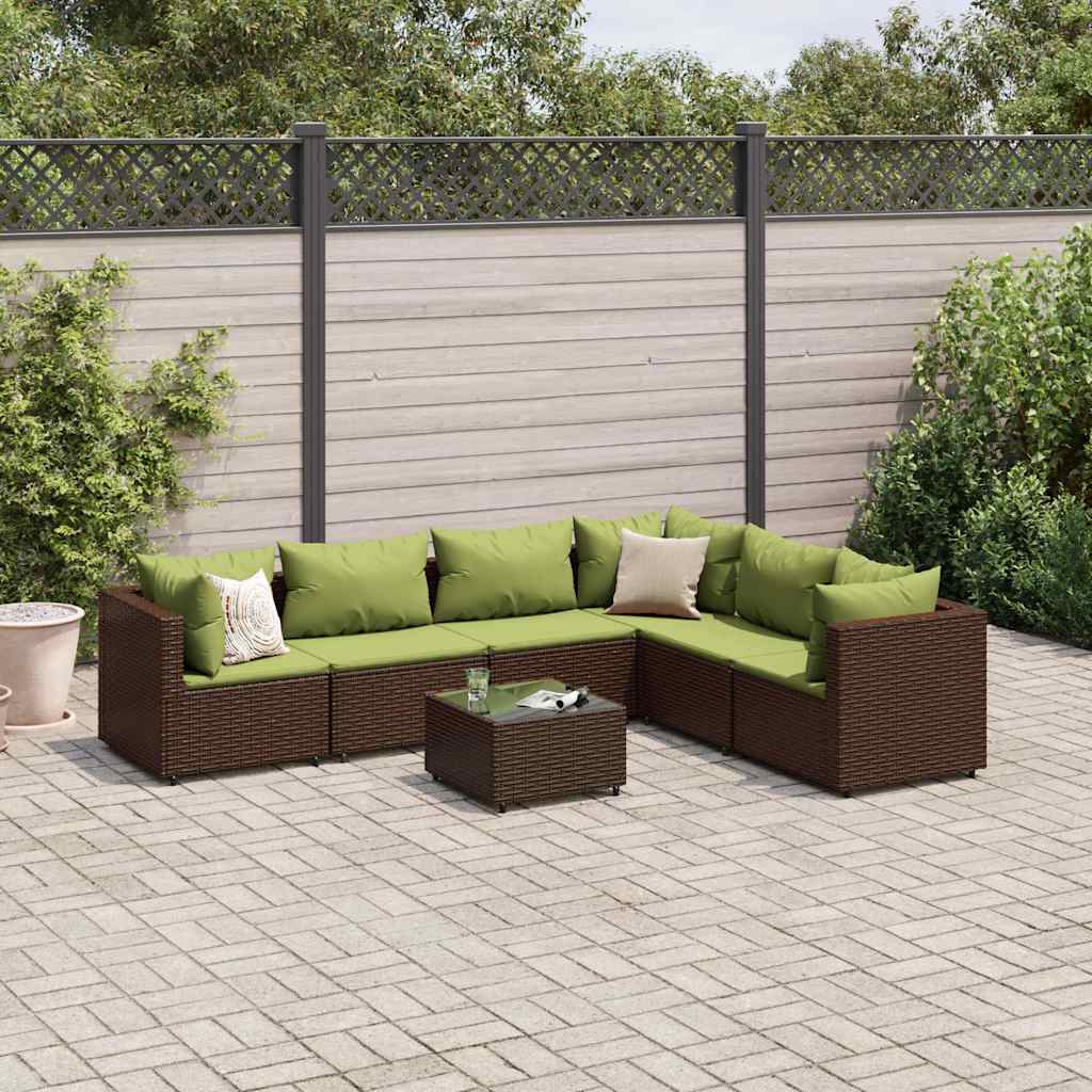 vidaXL 5-delige Loungeset met kussens poly rattan zwart