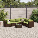 vidaXL 5-delige Loungeset met kussens poly rattan zwart