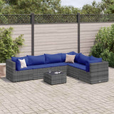 vidaXL 5-delige Loungeset met kussens poly rattan zwart