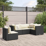 vidaXL 5-piece Lounge Set with Cushions Poly Rattan Black